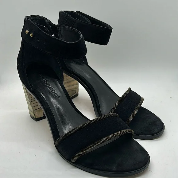 Bernardo Stylish Hayden Black Suede Ankle Strap Block Heel Shoes *Size 6.5* 🌺🌺 - Picture 1 of 7